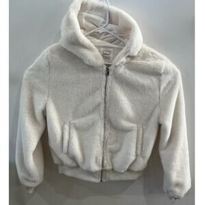 Reflex Life is Out There Fur White ZIP UP Hooded Sweater Size Medium
